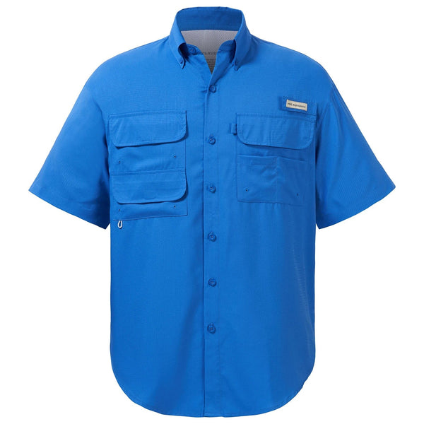 BASSDASH Fish Fishing Shirts Men Medium Blue UPF 50+ Short Sleeve Bass  FS16M