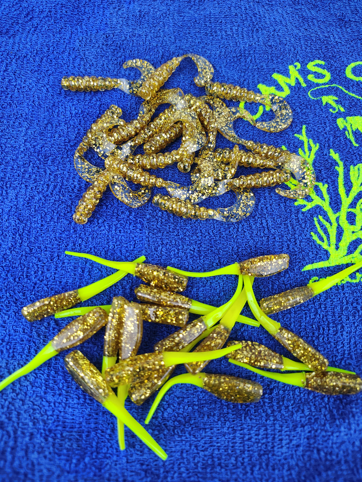 Mr October Gold and Goldfinger hand-poured crappie soft plastics
