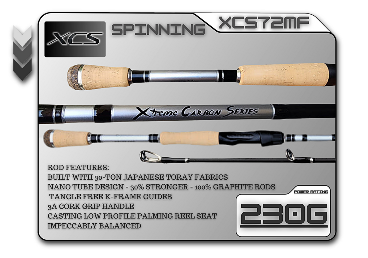 Fish Xtreme XCS72MF 7’2” medium fast spinning rod