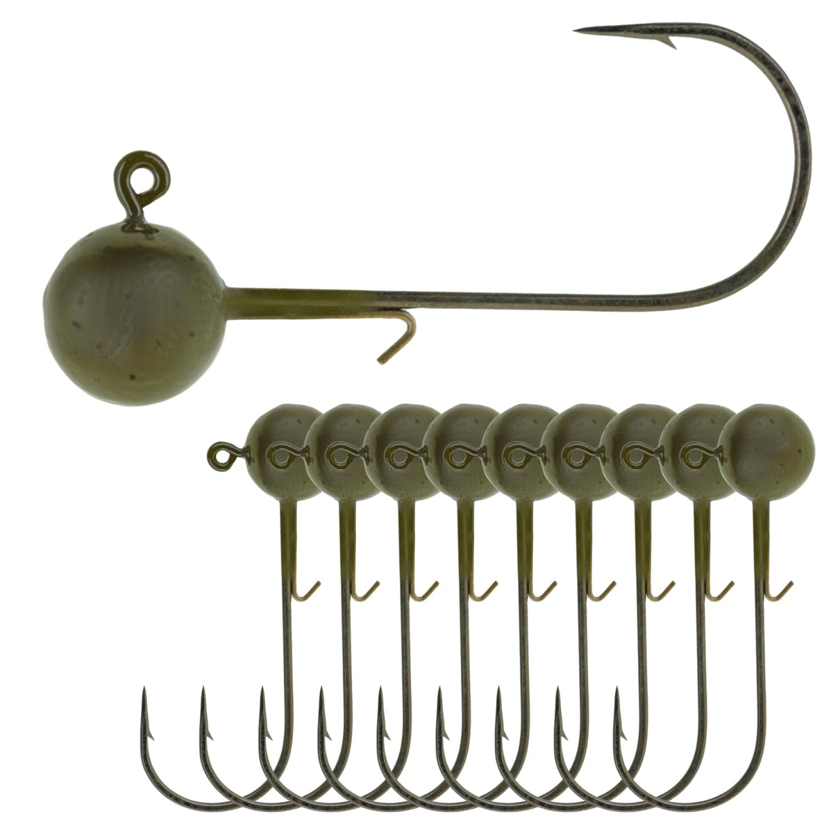 Reaction Tackle Ball Jig Heads 10-Pack – Round Lead Jig Hooks
