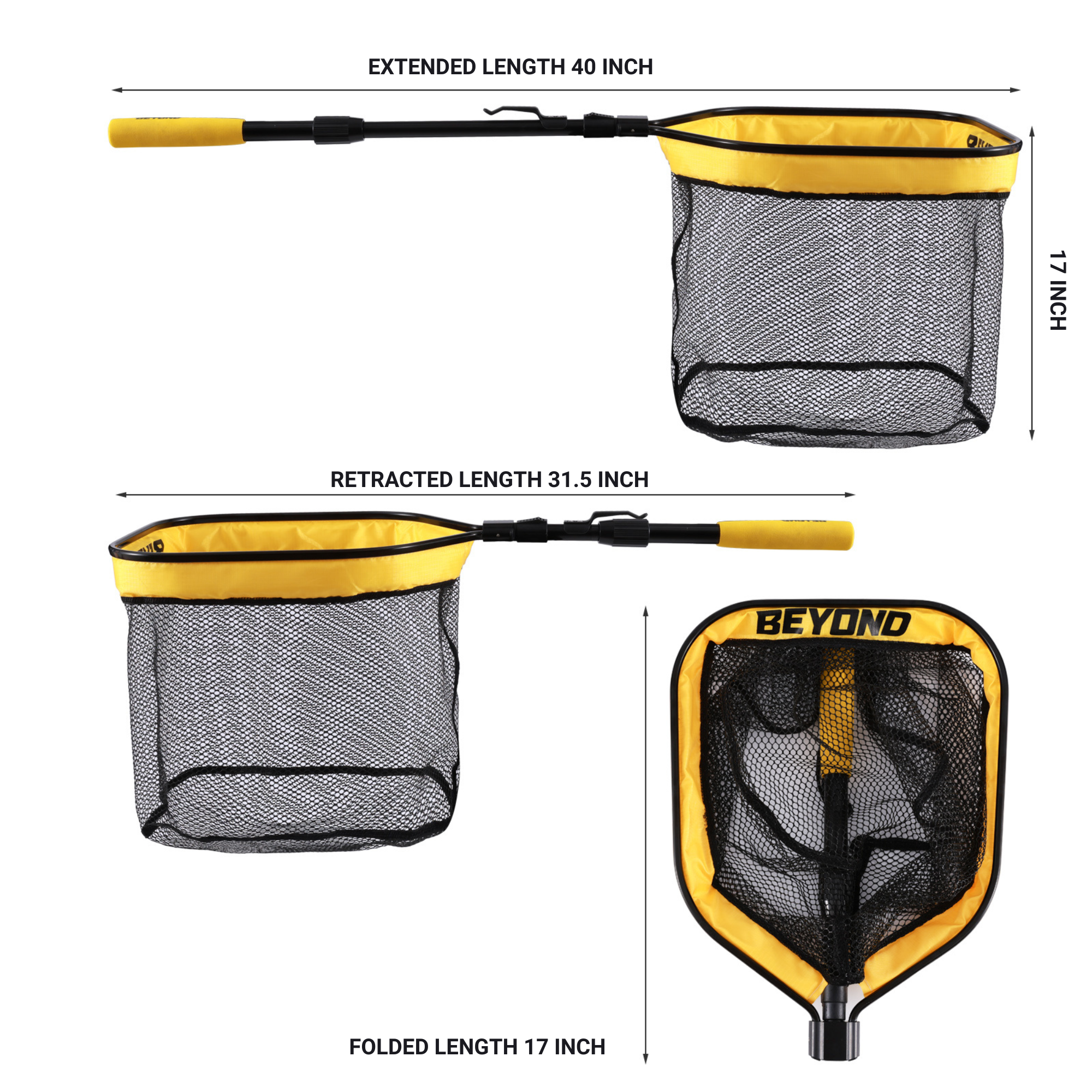 Beyond Braid Floating Fishing Net with Handle - Folding Landing Net for Freshwater and Saltwater