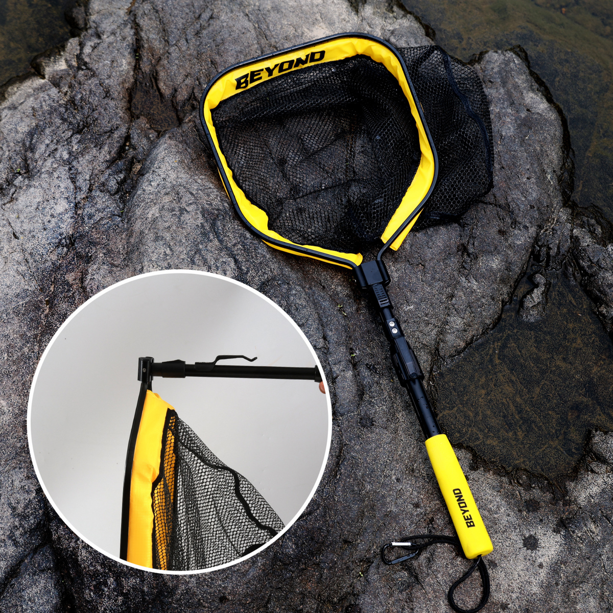 Tangle-Free Rubberized Mesh Fishing Net - Beyond Braid Floating Landing Net Gentle on Fish