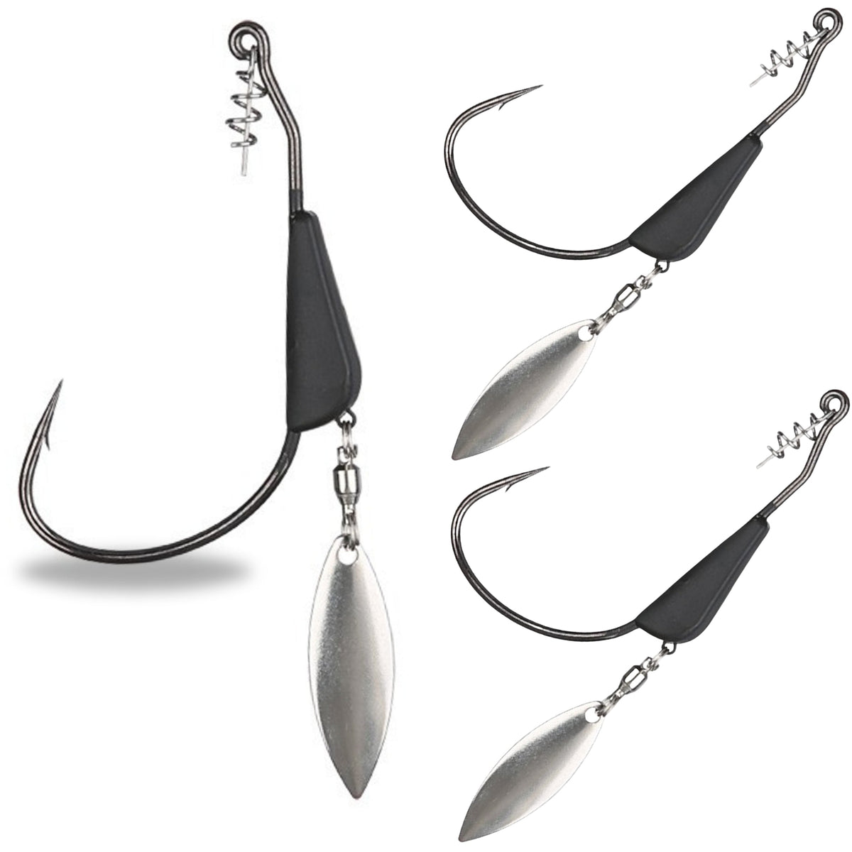 Reaction Tackle Bladed Tungsten Weighted Swimbait Hooks – 3-Pack