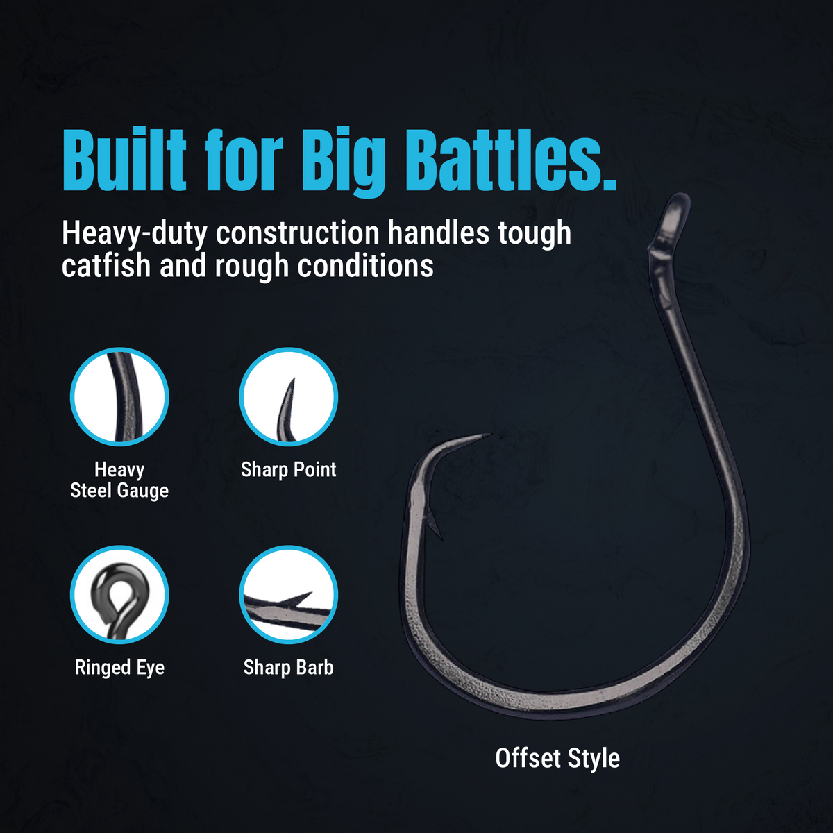 Reaction Tackle Heavyweight Catfish Circle Hooks 25-Pack – Offset Octopus