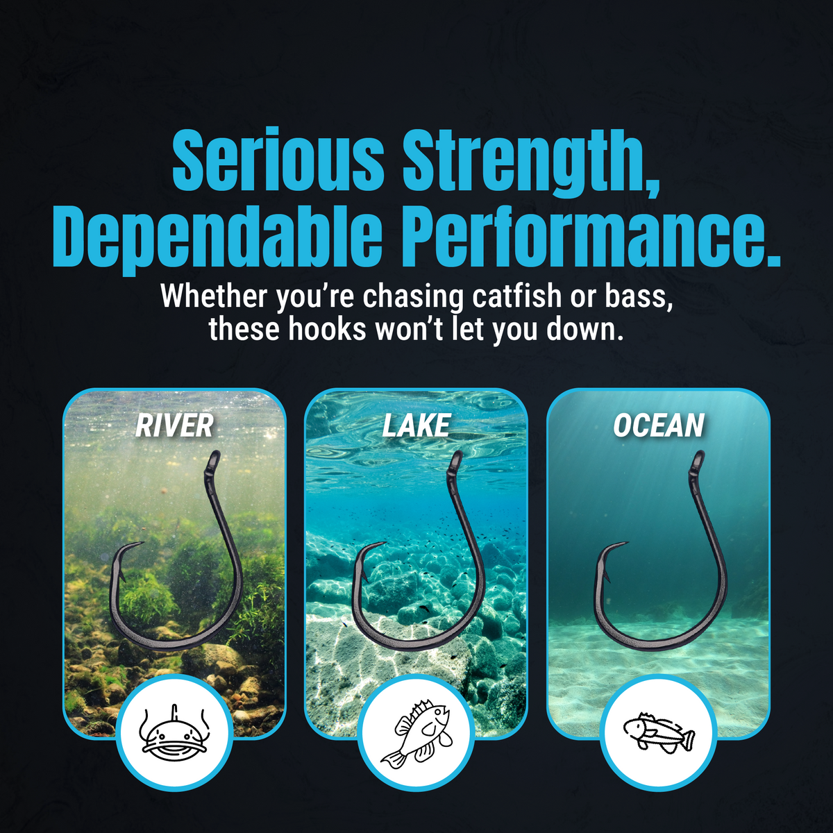 Reaction Tackle Heavyweight Catfish Circle Hooks 25-Pack – Offset Octopus