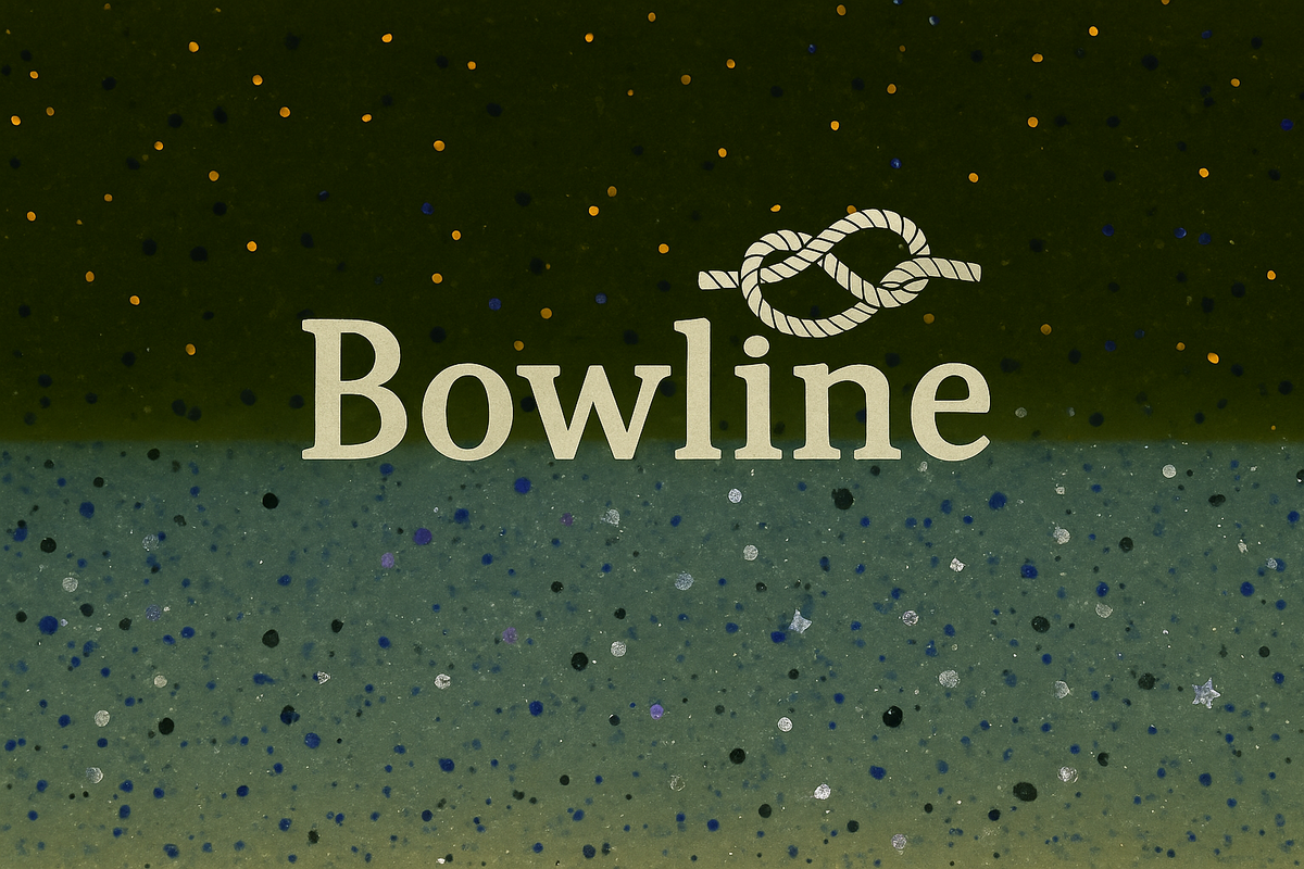 Bowline logo on a textured green background