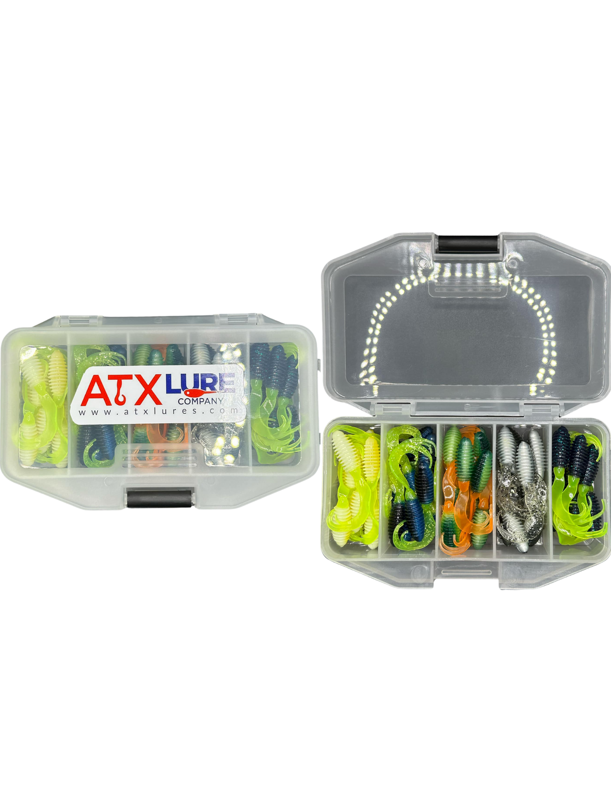 compact 50 piece soft plastics kit for kayak anglers