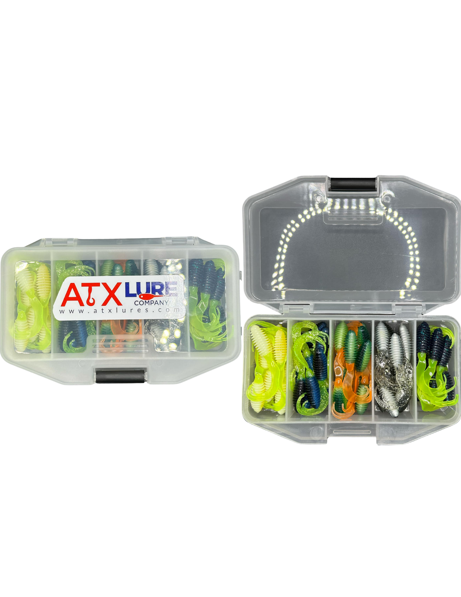 compact 50 piece soft plastics kit for kayak anglers