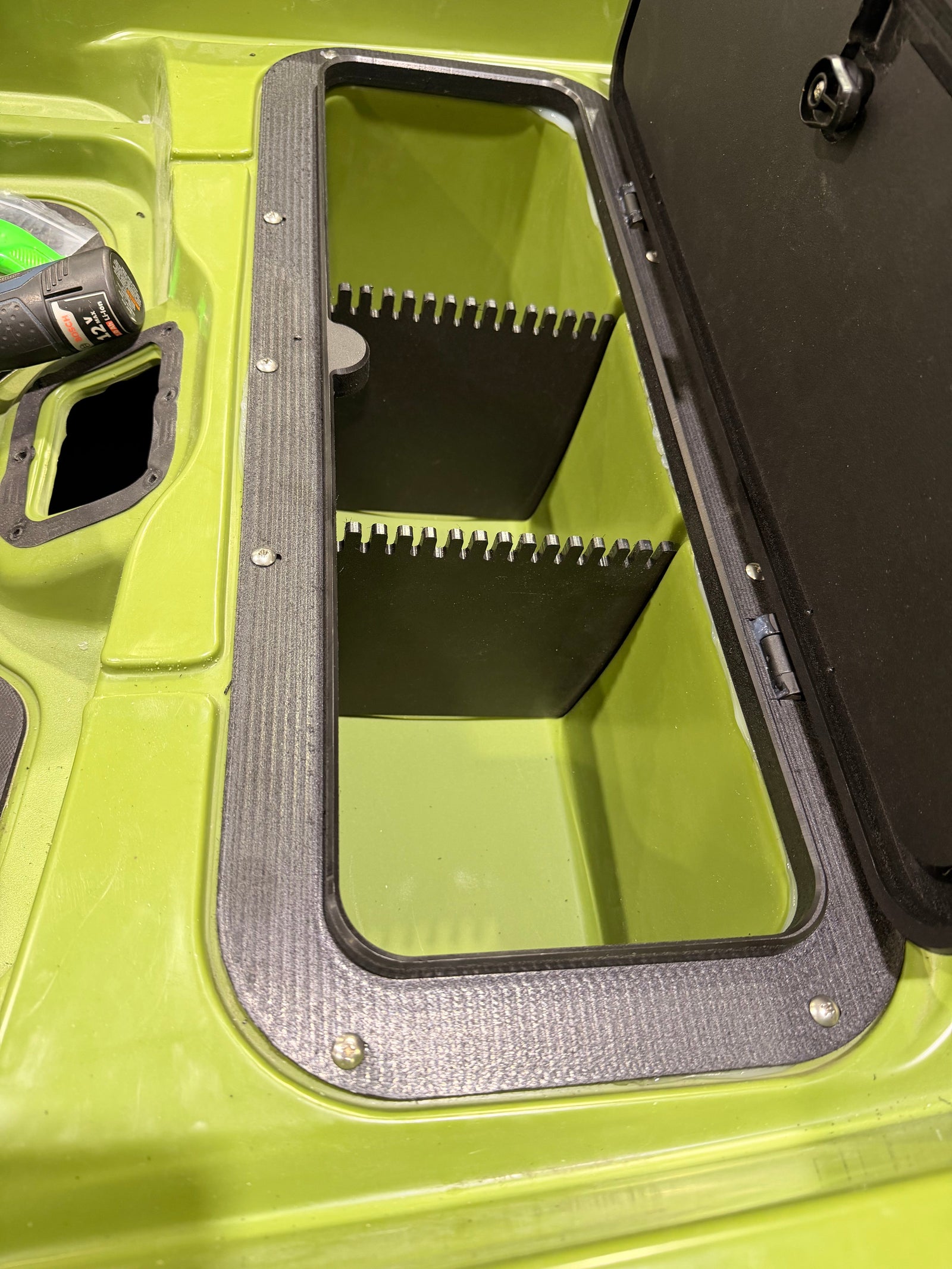 Wilderness Systems Tactical Pro 128 front hatch with storage dividers