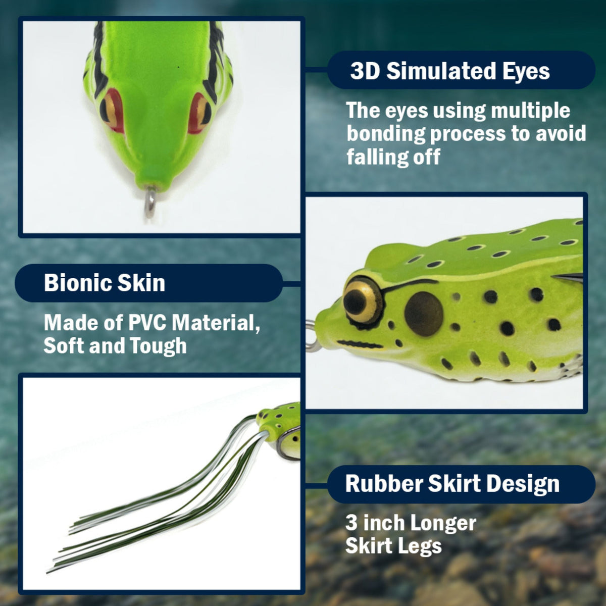 Reaction Tackle 2.5 inch hollow body frogs two pack