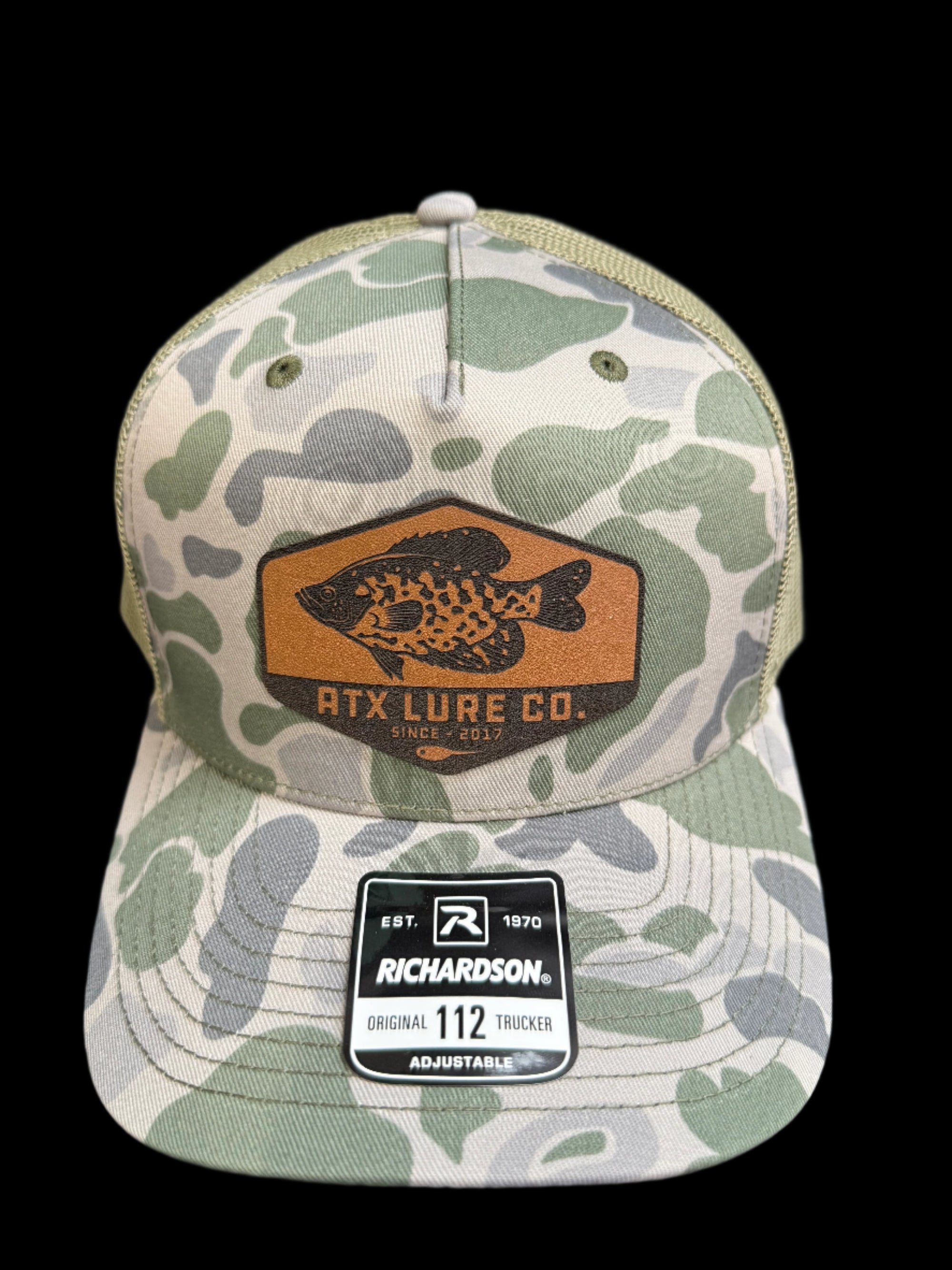 ATX Lures crappie leather patch fishing hat