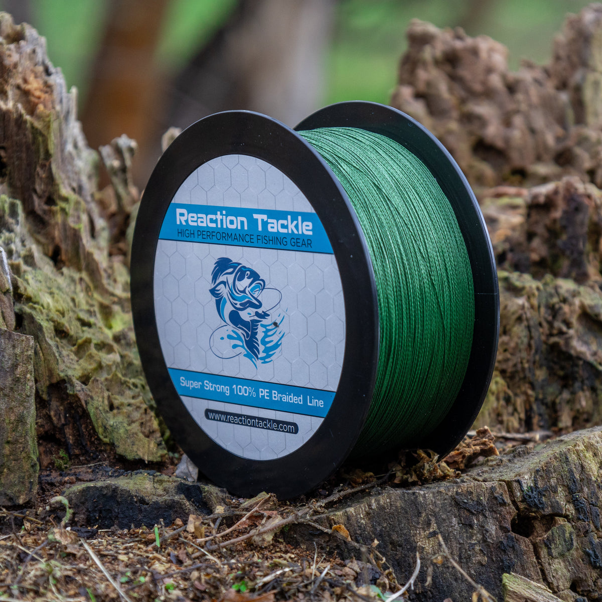 Reaction Tackle Braided Fishing Line – NO FADE Low‑Vis Green