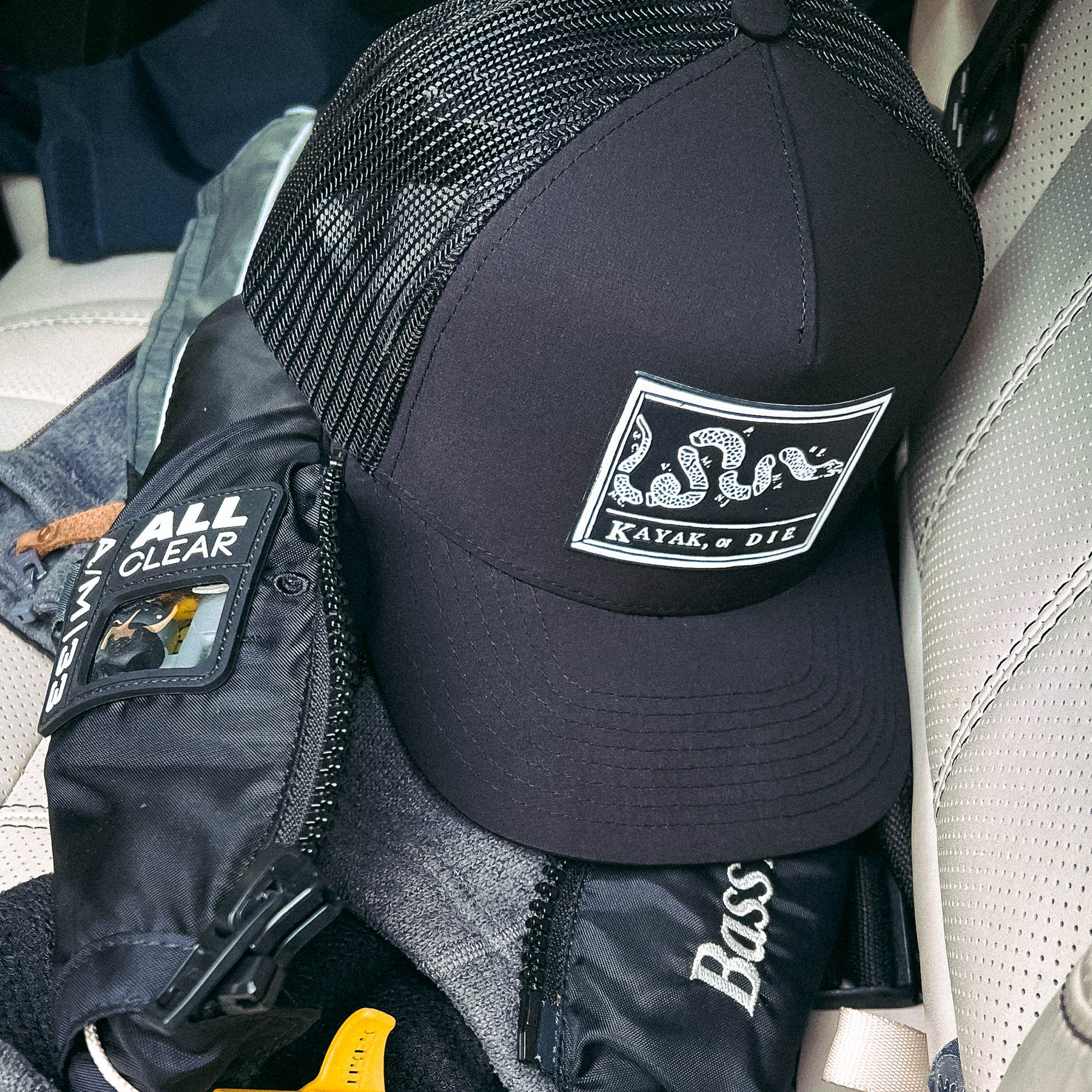 Breathable 5-panel Trucker Cap perfect for kayak fishing adventures