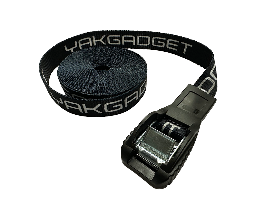 YakGadget polyester kayak tie down strap with covered cam buckle