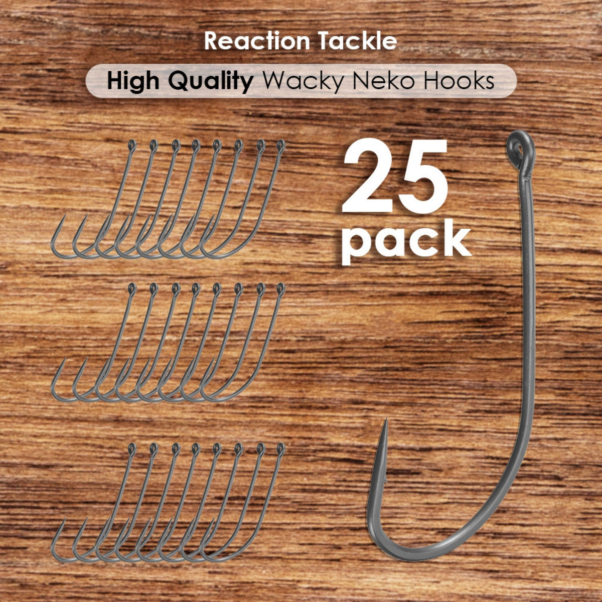 Reaction Tackle Wacky &amp; Neko Hooks – 25 Pack