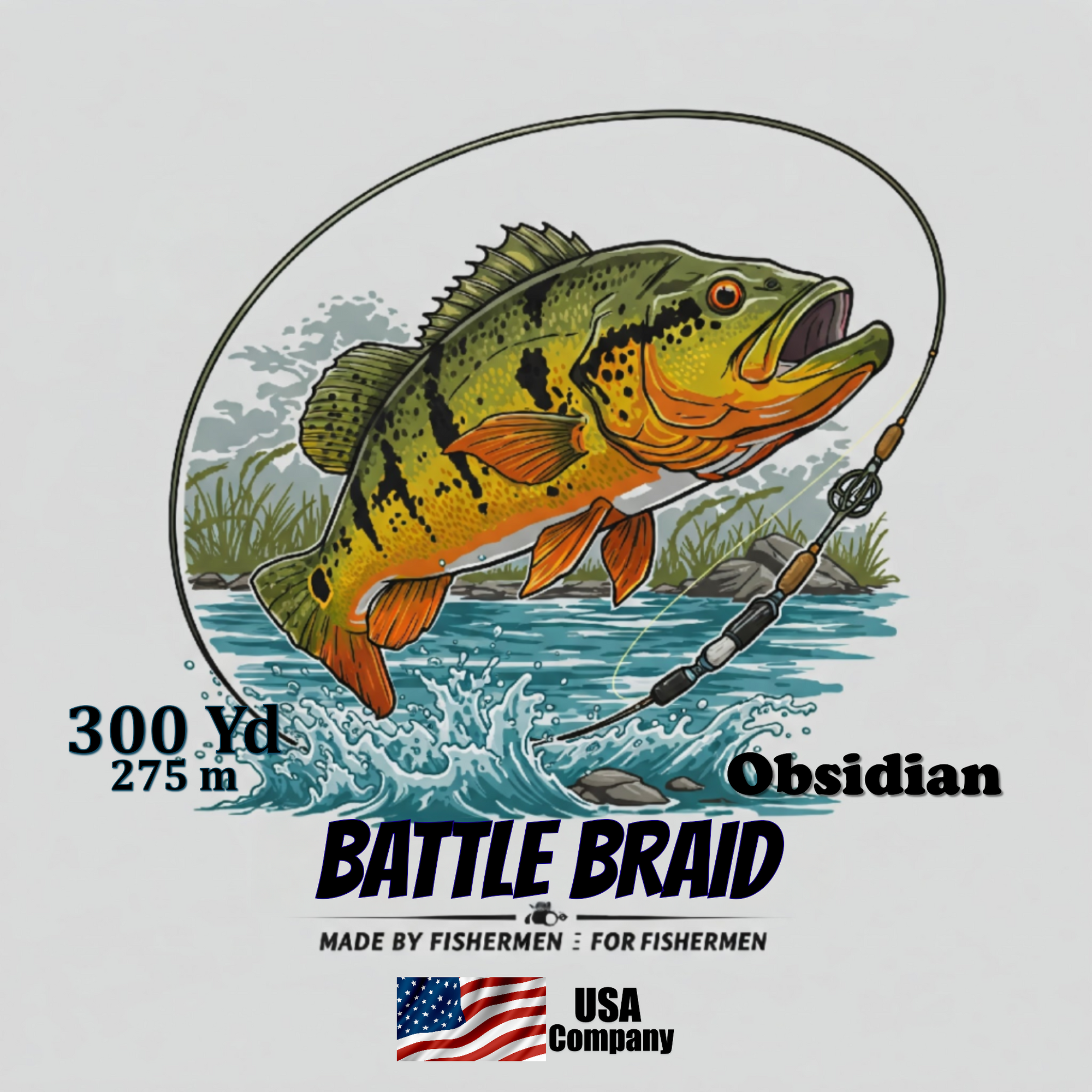 Battle Braid Obsidian X8 PE braided fishing line 300 yards