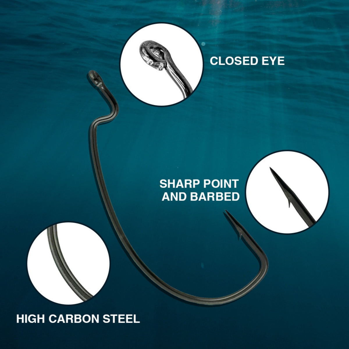 Reaction Tackle Offset EWG Worm Hooks 25-Pack