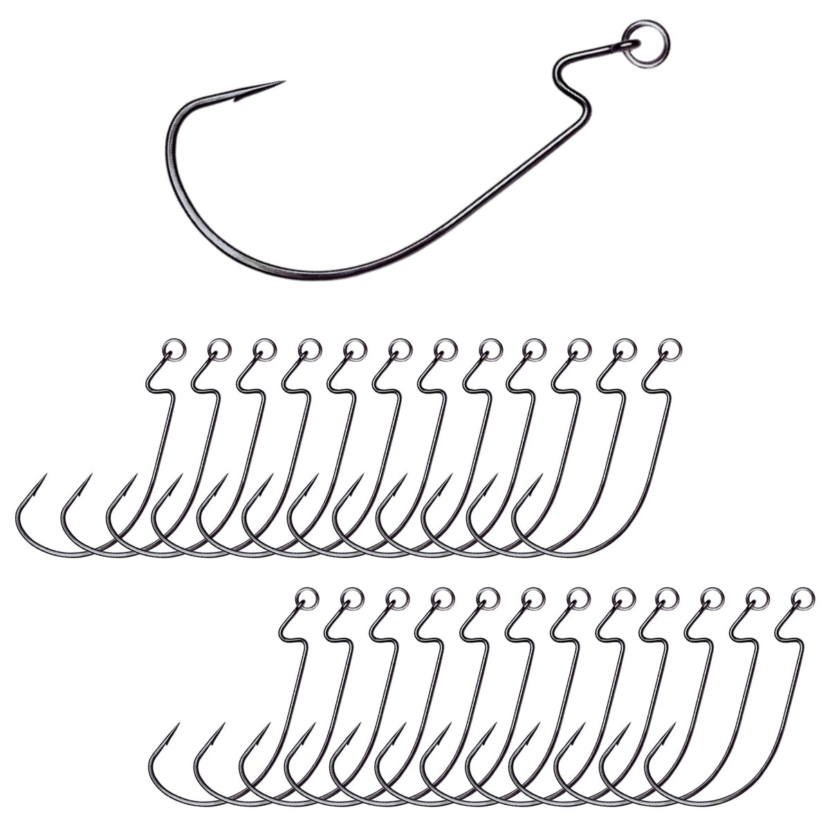 black nickel wide gap hooks for bass fishing