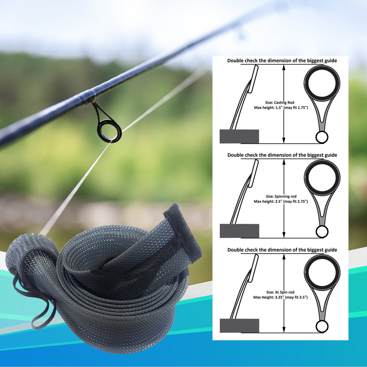Reaction Tackle Fishing Rod Sock 2-Pack – Versatile Rod Protection