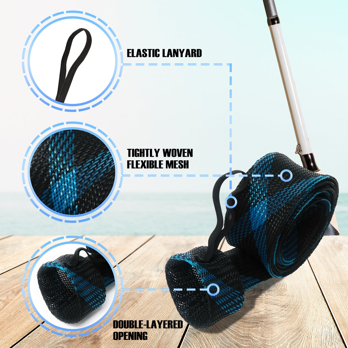 Reaction Tackle Fishing Rod Sock 2-Pack – Versatile Rod Protection