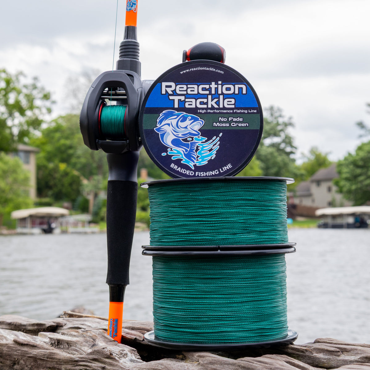 Reaction Tackle Braided Fishing Line – NO FADE Moss Green