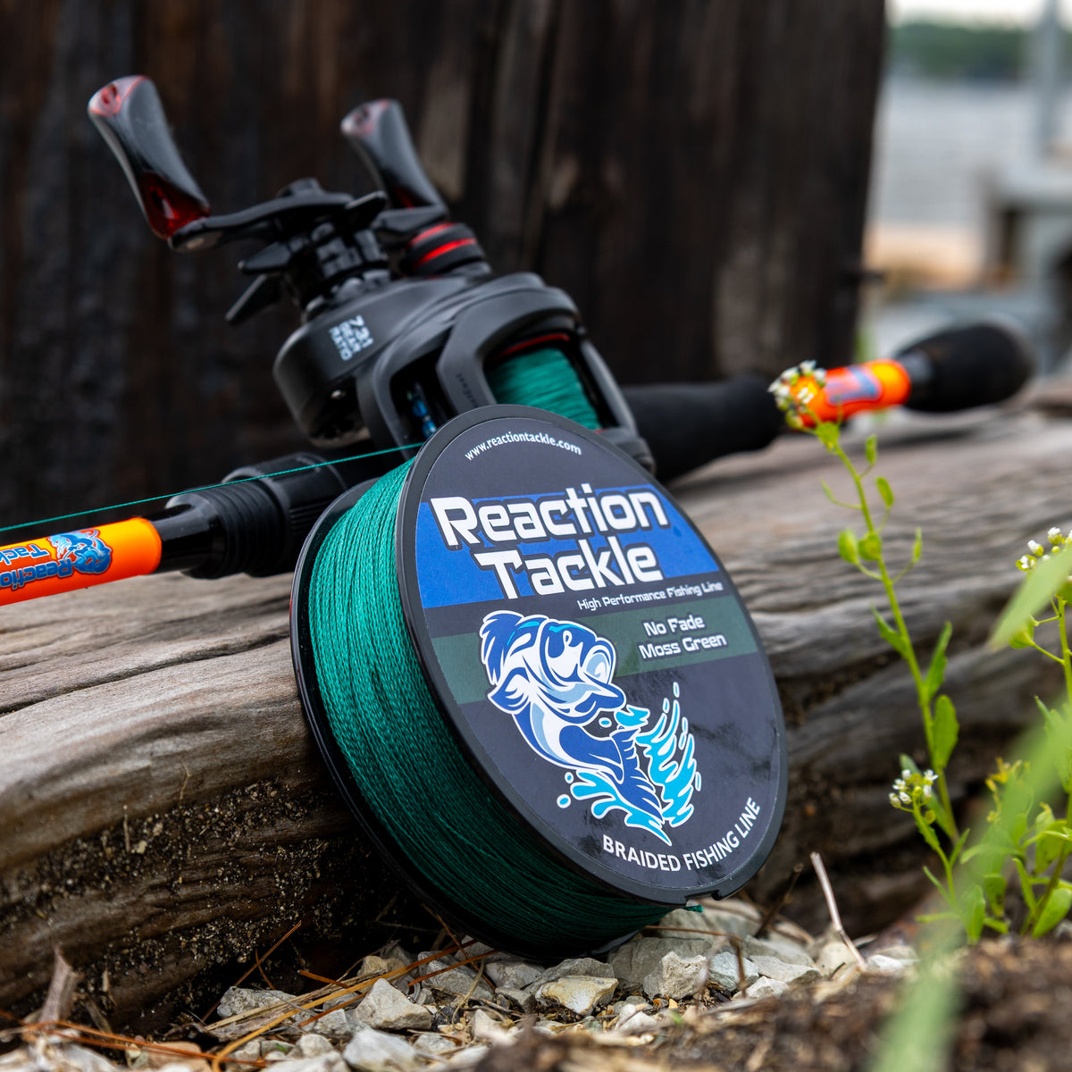 Reaction Tackle Braided Fishing Line – NO FADE Moss Green