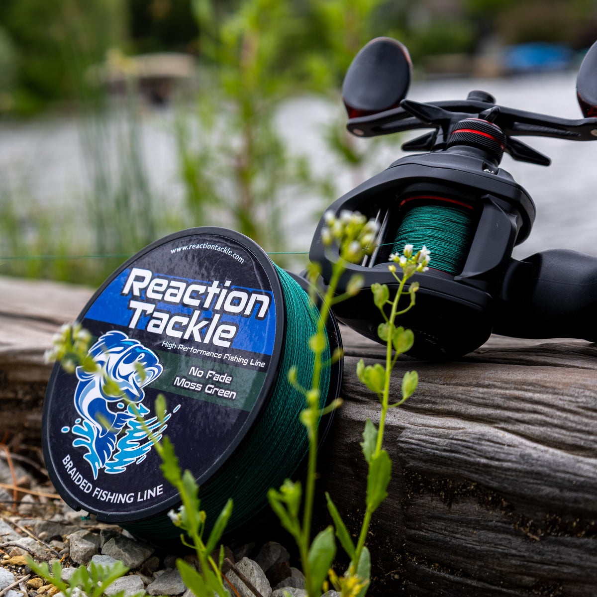 Reaction Tackle Braided Fishing Line – NO FADE Moss Green