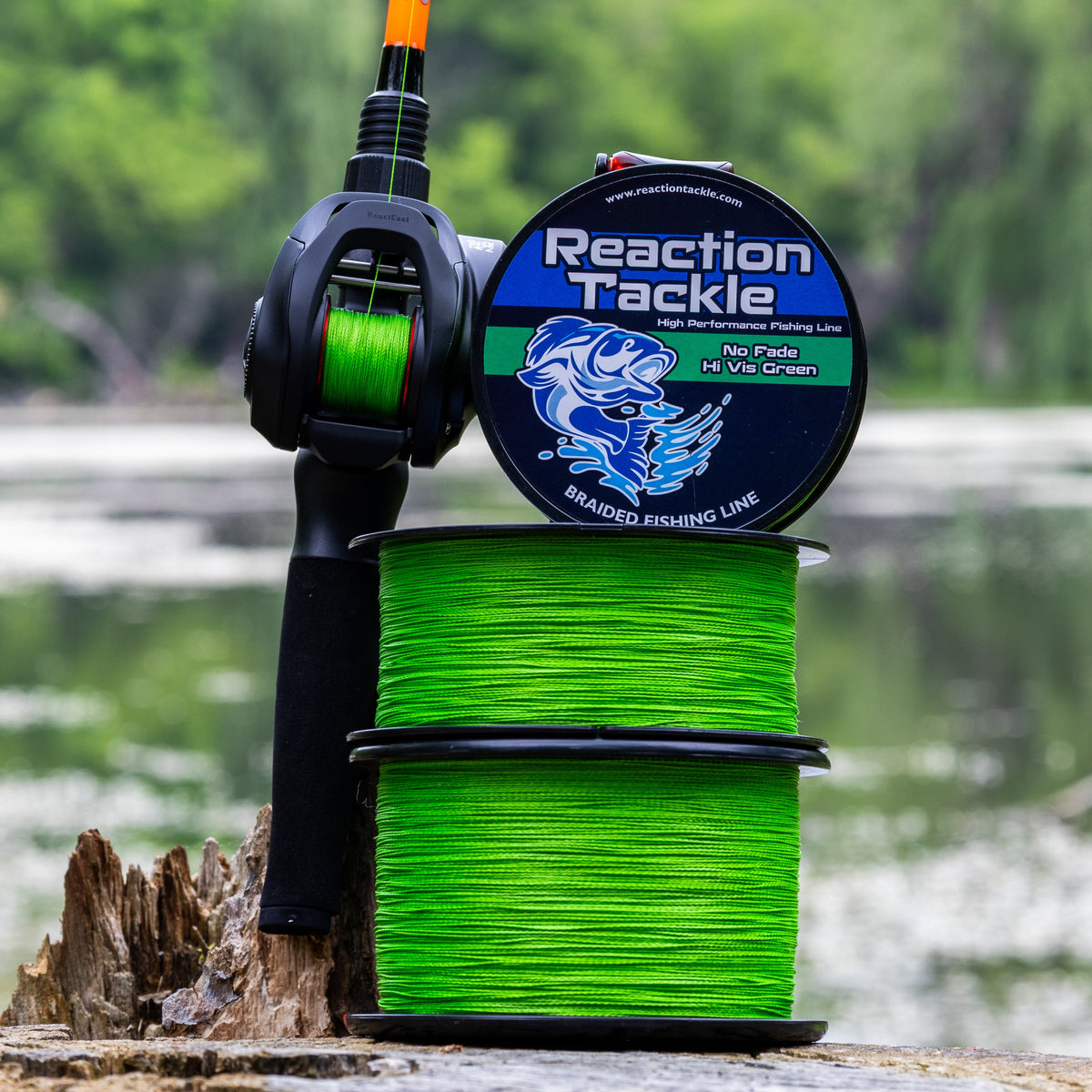 Reaction Tackle Braided Fishing Line – NO FADE Hi-Vis Green