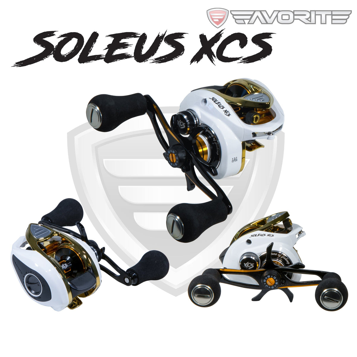 White/Gold Soleus XCS reel on a casting rod