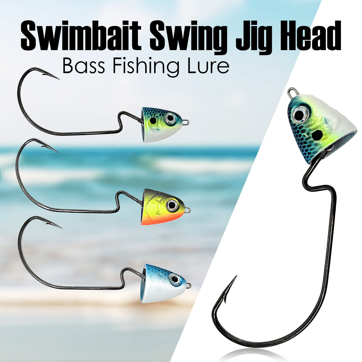 Reaction Tackle Tungsten Swing Swimbait Jig Heads 3-Pack