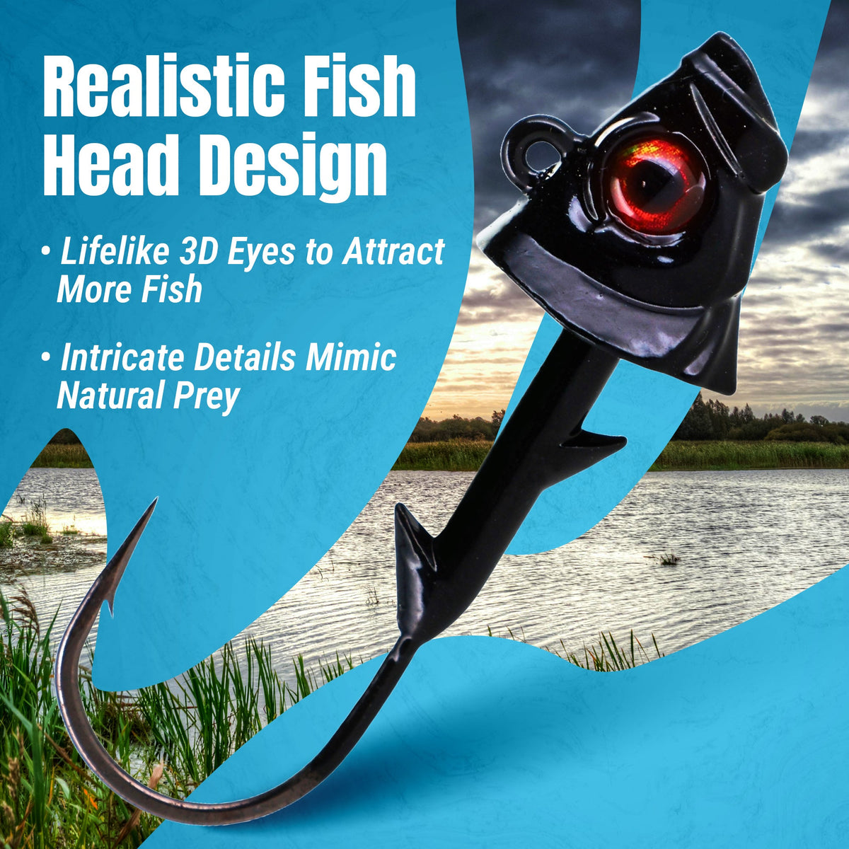 Reaction Tackle 97% Tungsten Fish Head Swimbait Jigs – 5 Pack