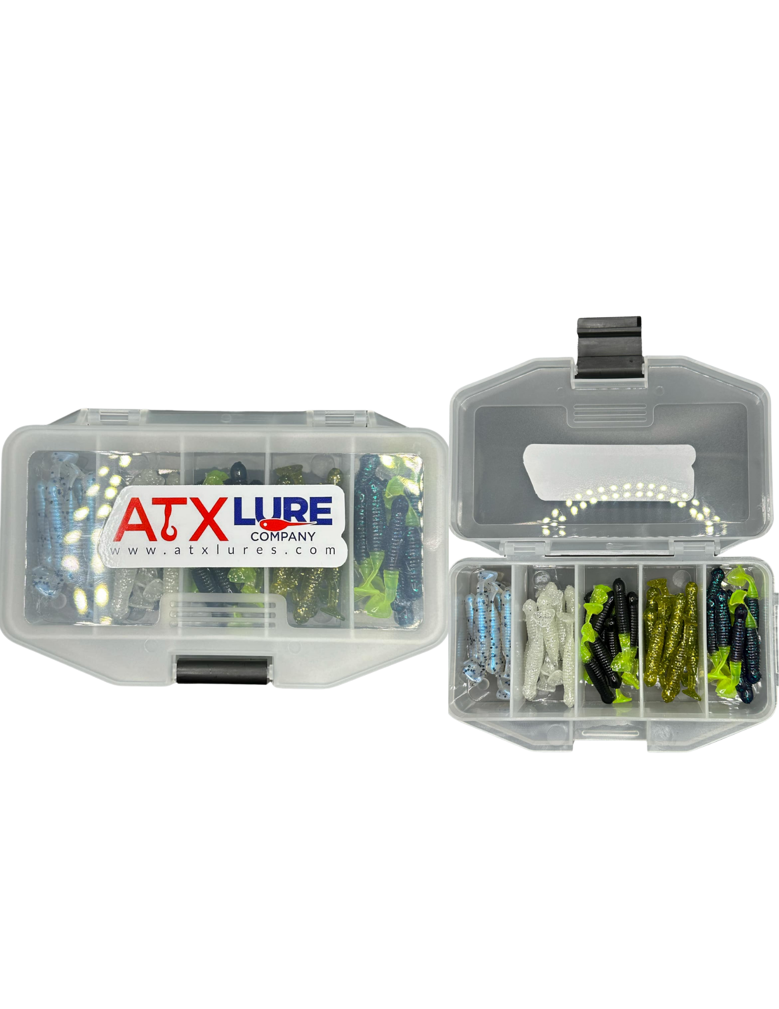 compact 50 piece soft plastics kit for kayak anglers