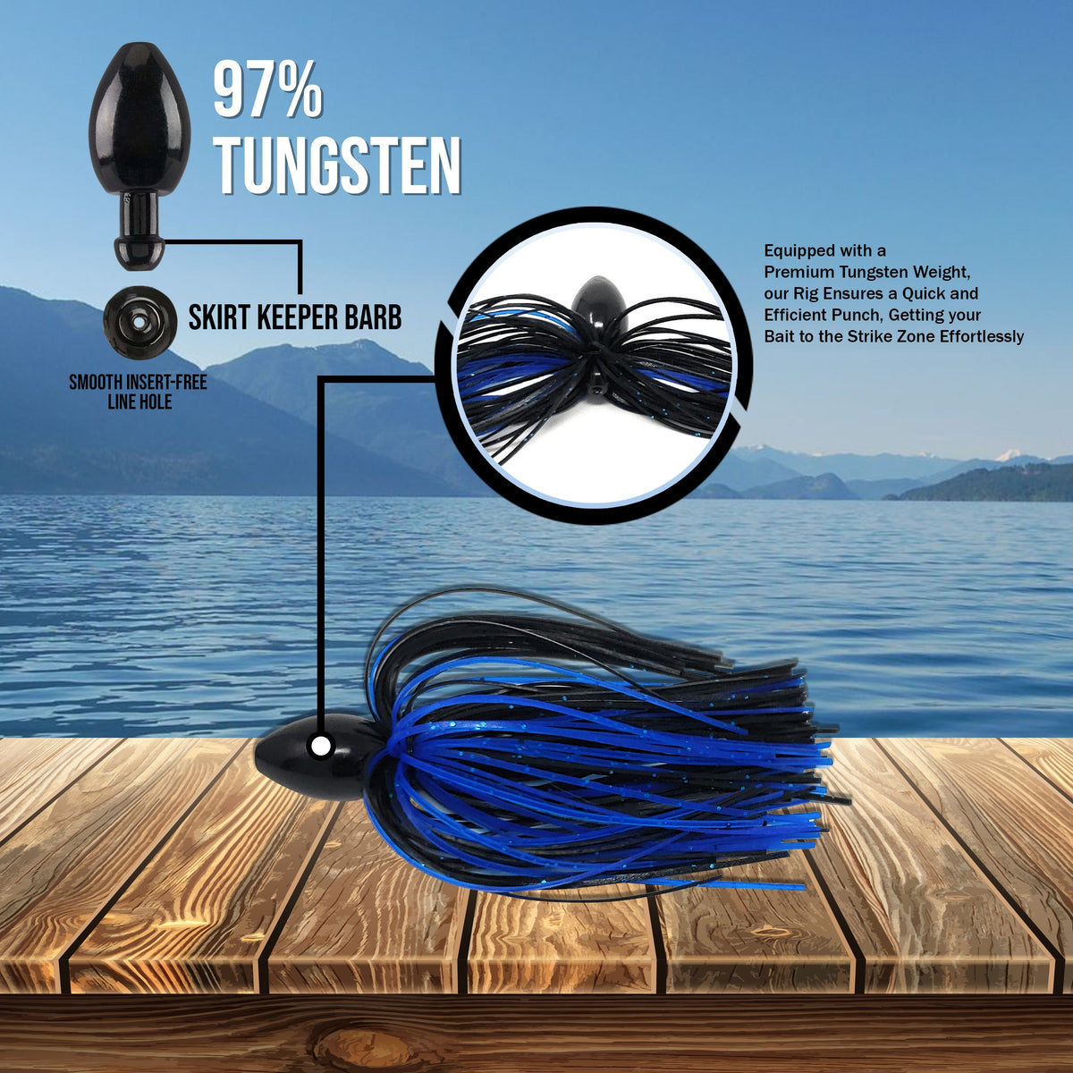 Reaction Tackle Tungsten Punch Rig with Skirt – 3 Pack