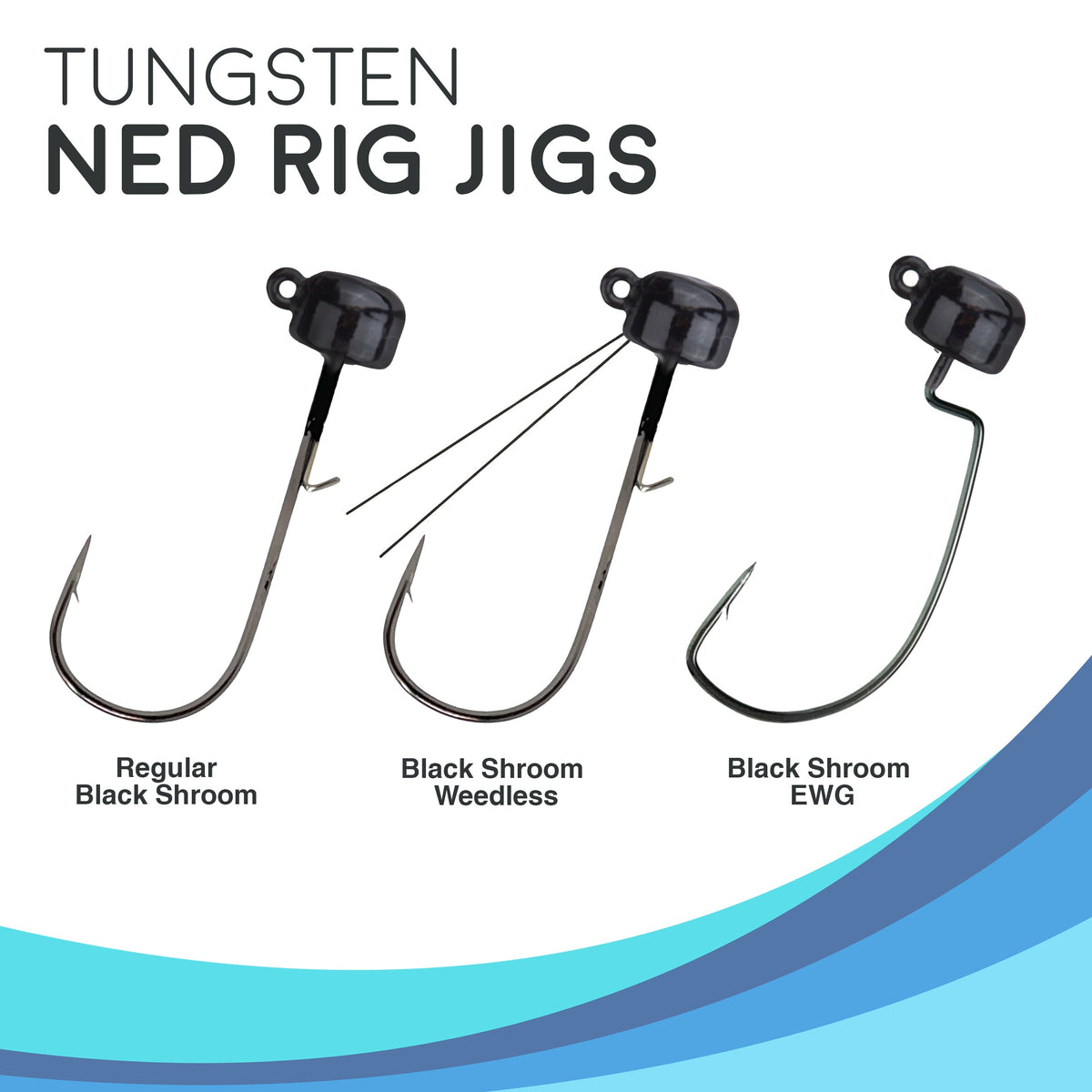 Reaction Tackle Tungsten Ned Rig Shroom Jigs – 5 Pack