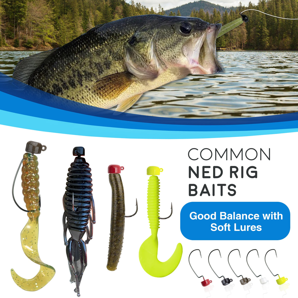 Reaction Tackle Tungsten Ned Rig Shroom Jigs – 5 Pack