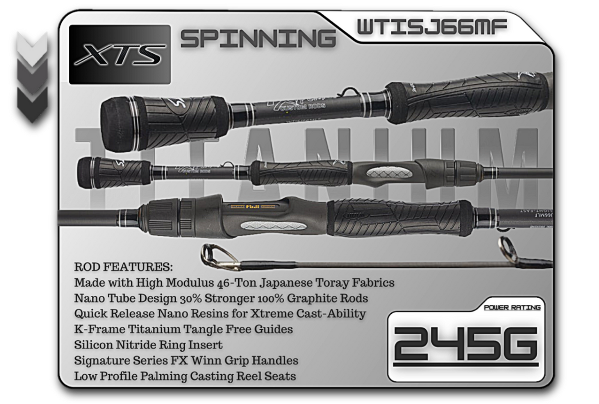 Medium fast finesse spinning rod with titanium guides