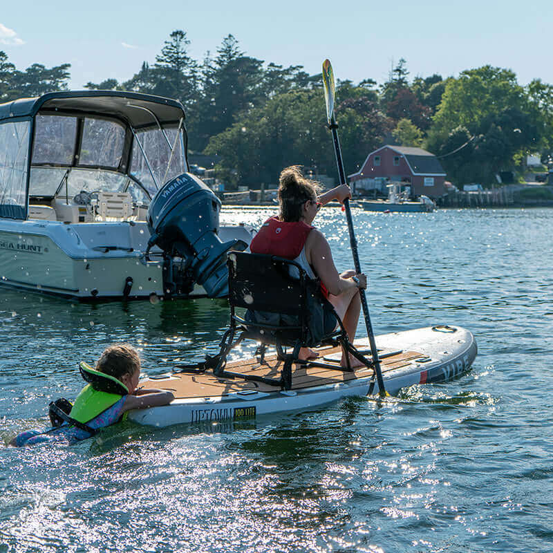 Lightweight inflatable kayak solo transport setup  