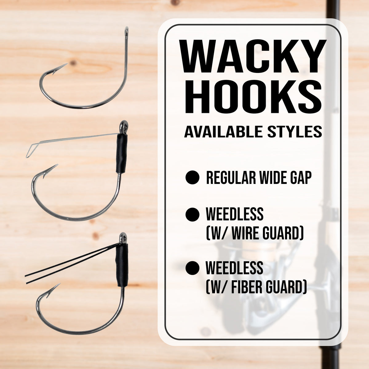 Reaction Tackle Wide Gap Wacky Hooks 25-Pack – Weedless Options