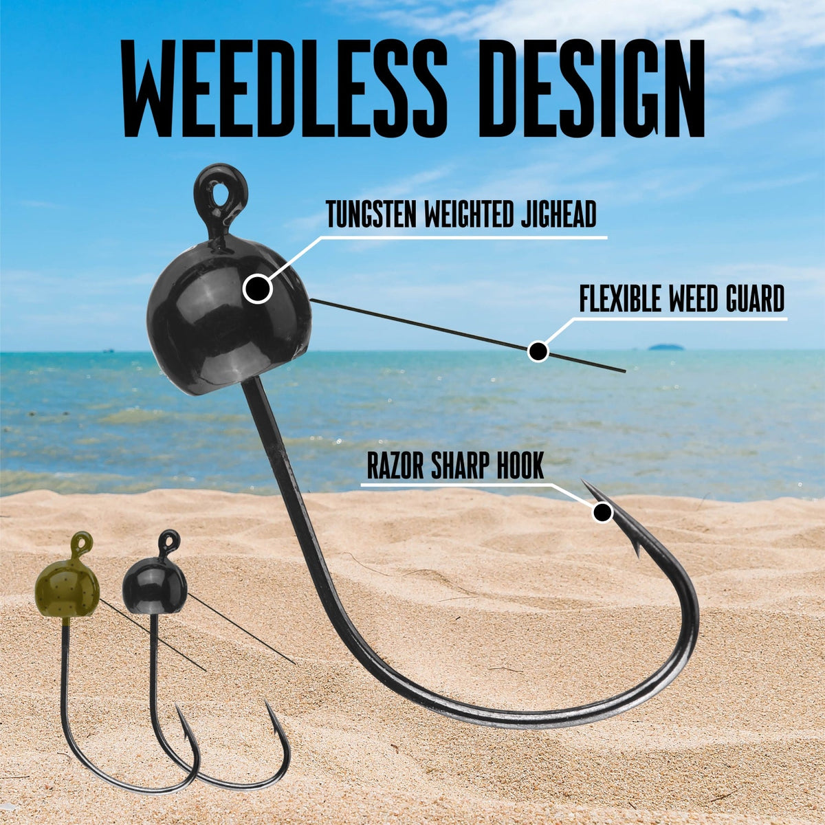Reaction Tackle Tungsten Wacky Jig Heads – 5 Pack
