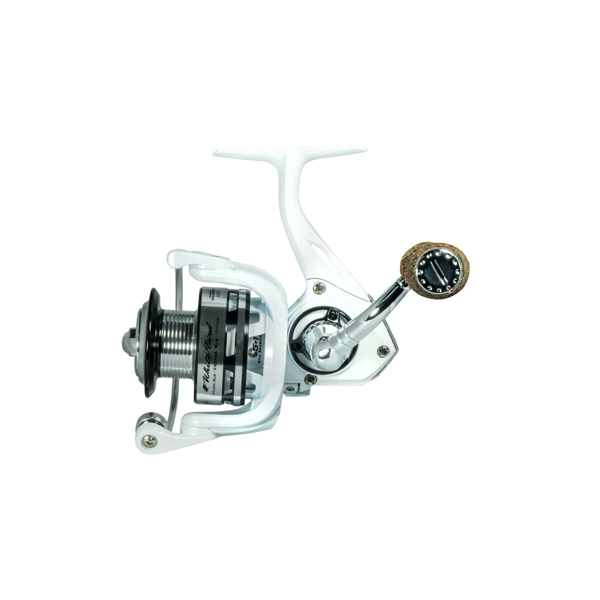 Favorite White Bird spinning reel with cork handle