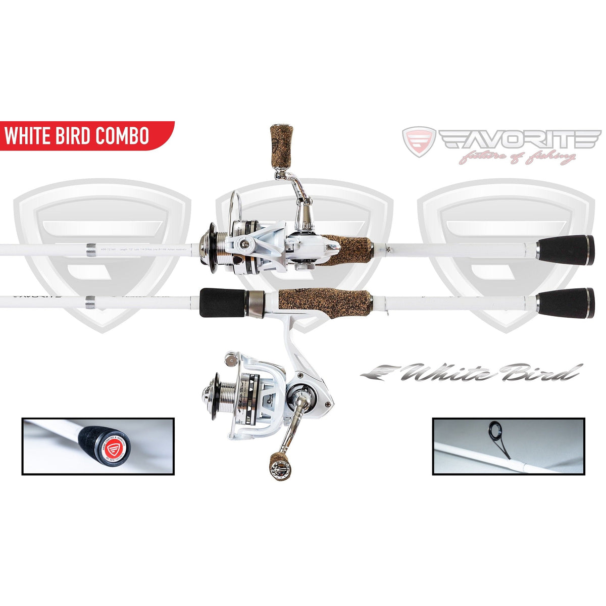 favorite fishing white bird spinning combo old model