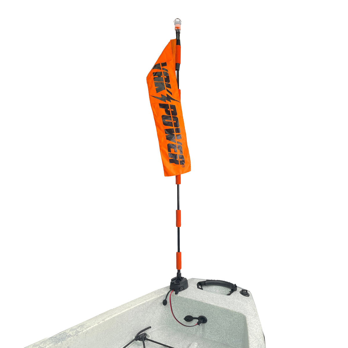 YP-LR360-PRO Lightning Rod - NEW &amp; IMPROVED Threaded Power Connectors - Extendable Powered 360 Degree Safety Light, Flag, and Optional Accessory Mount