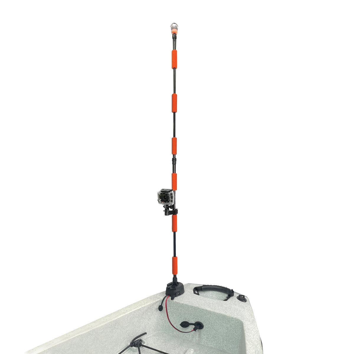 YP-LR360-PRO Lightning Rod - NEW &amp; IMPROVED Threaded Power Connectors - Extendable Powered 360 Degree Safety Light, Flag, and Optional Accessory Mount
