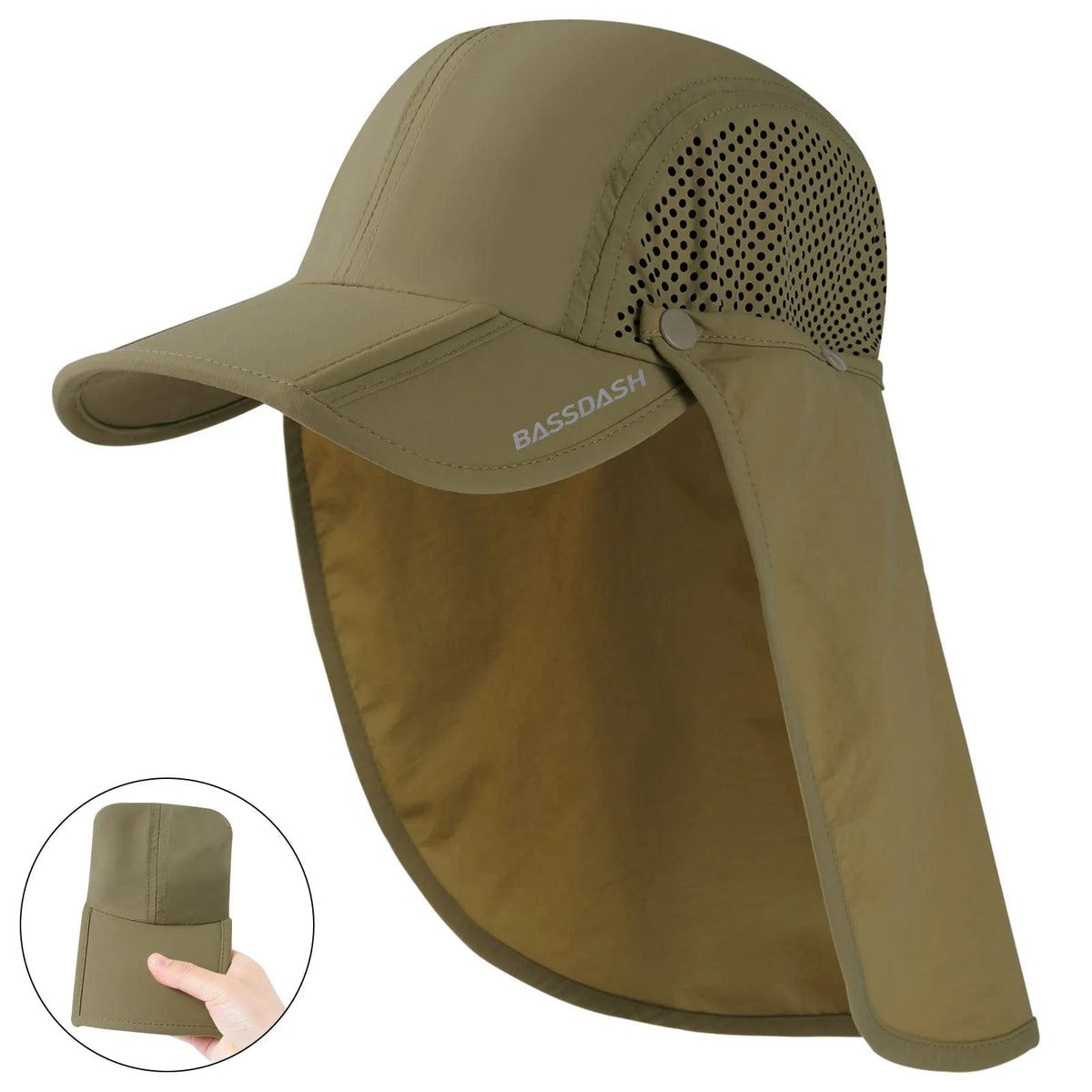 Apparel Bassdash Coolhead Fishing Hat Khaki Foldable Brim Bassdash Coolhead Fishing Hat | Pescador Fishing Supply