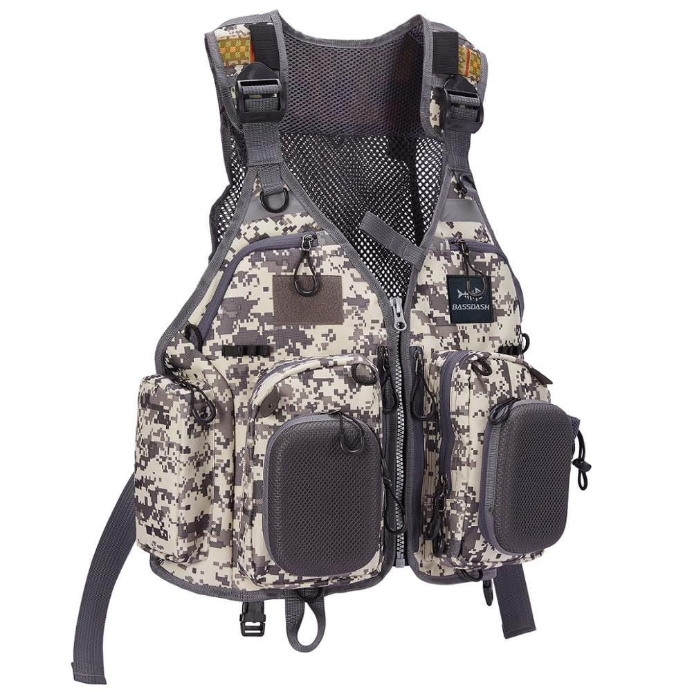 Apparel Bassdash F22 Adjustable Fishing Vest Grey Camo Bassdash F22 Adjustable Fishing Vest | Pescador Fishing Supply