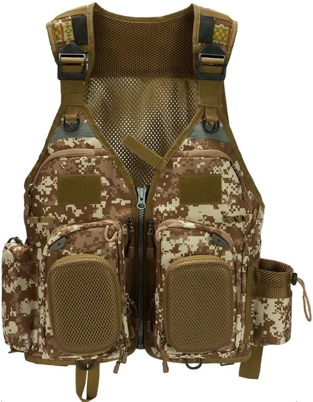 Apparel Bassdash F22 Adjustable Fishing Vest Khaki Camo