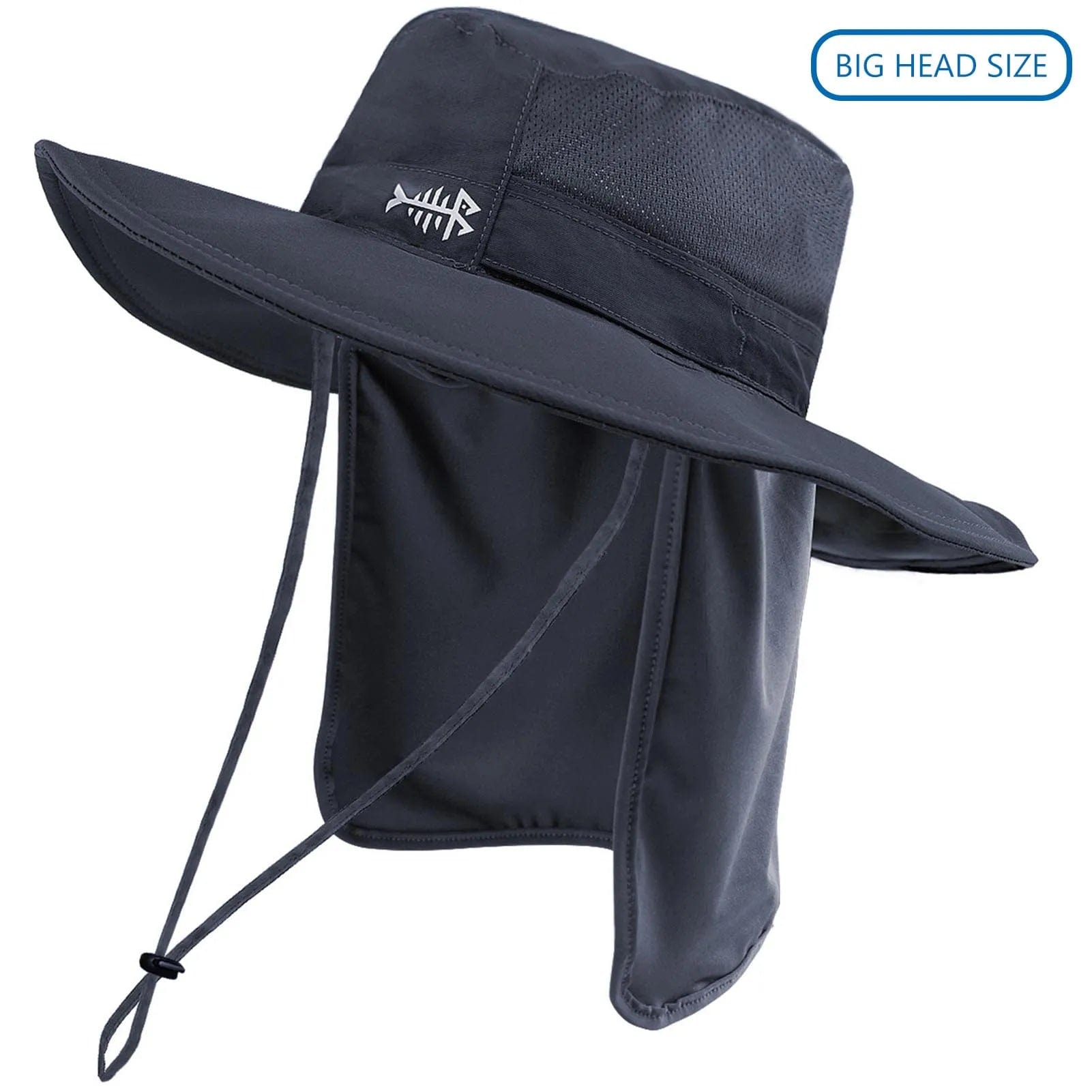 Bassdash UPF 50+ Sun Fishing Hat Water Resistant with Detachable Neck Flap Dark Grey