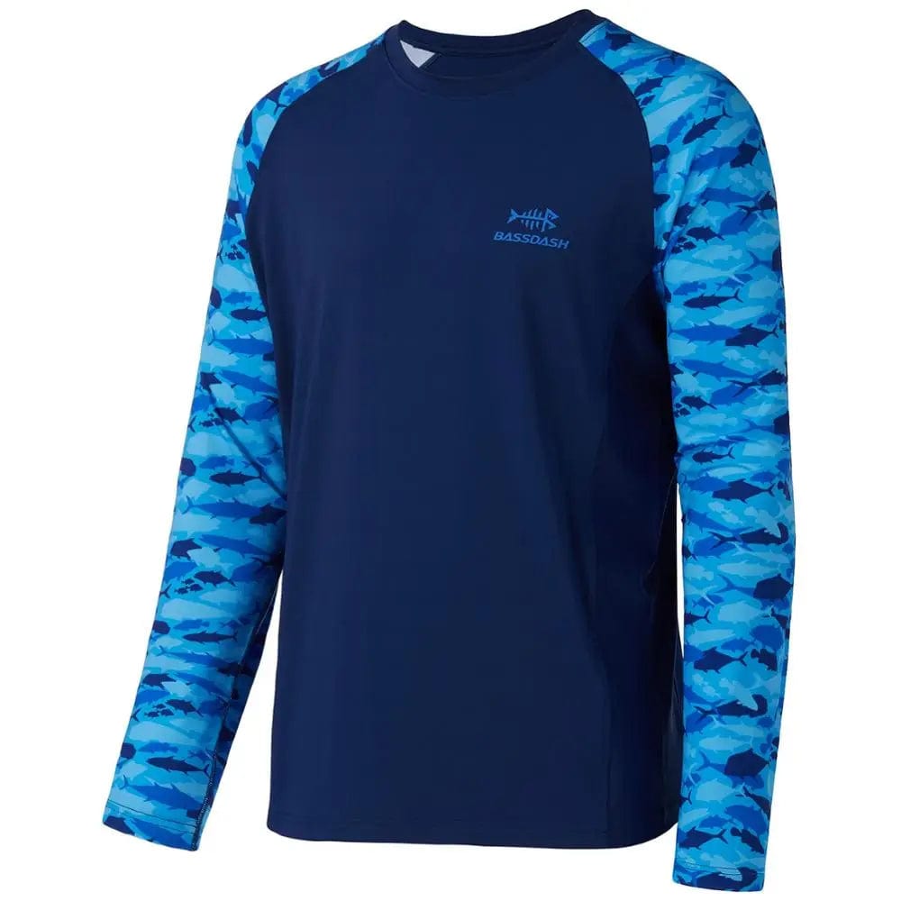 Bassdash Long Sleeve Camo Fishing Shirt | Pescador Fishing Supply Blue Fish School / 3XL