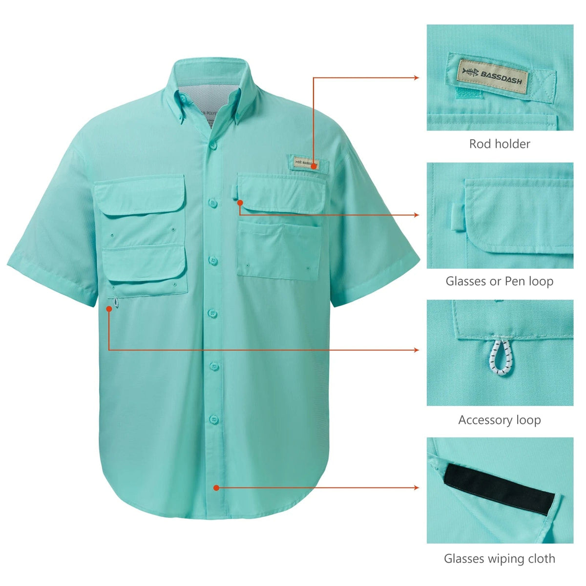 Apparel Bassdash Men&#39;s Button Down Short Sleeve Fishing Shirt