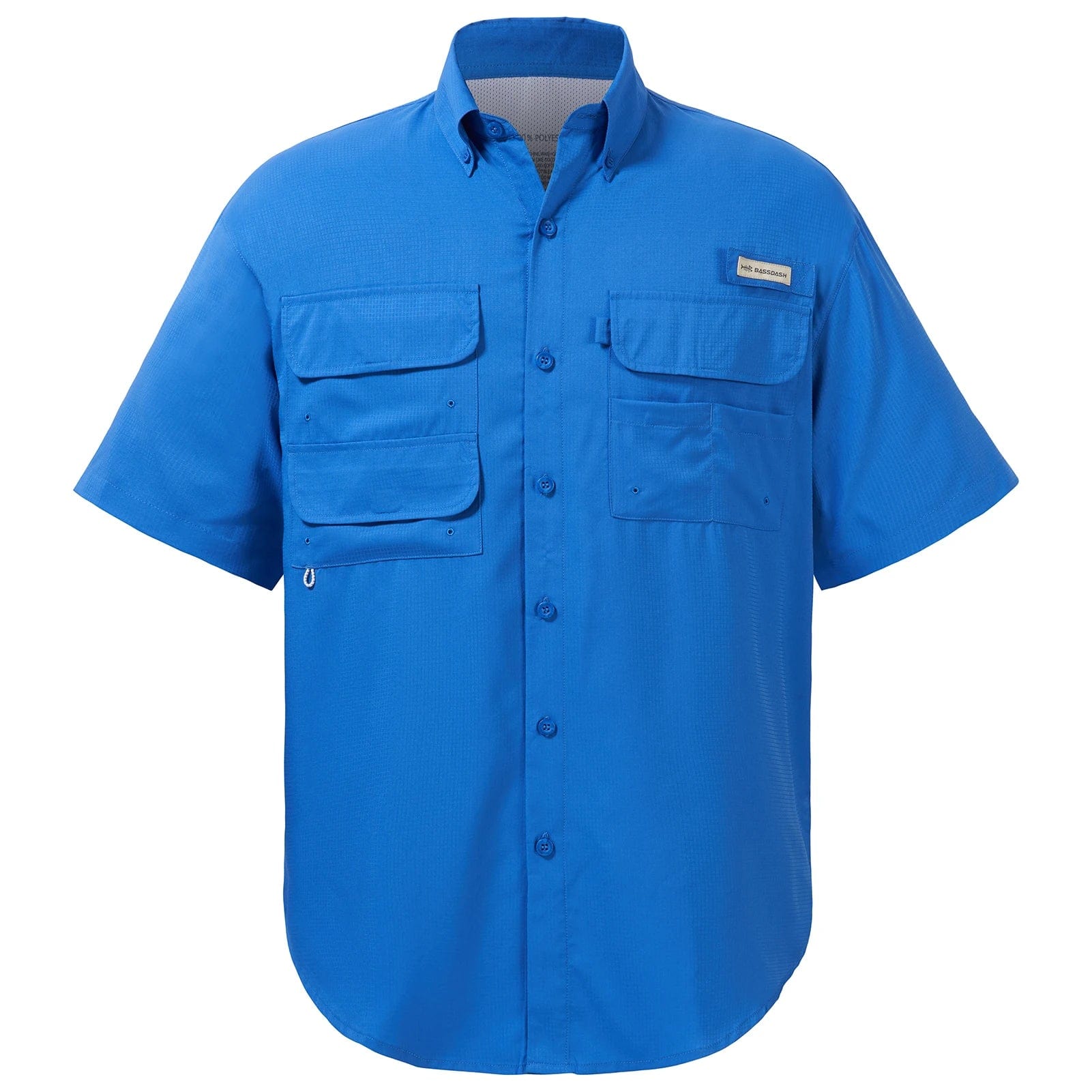 G H Bass Fishing Shirt Sz L Blue Rod Holder Utility Pockets Short Sleeve  Vented